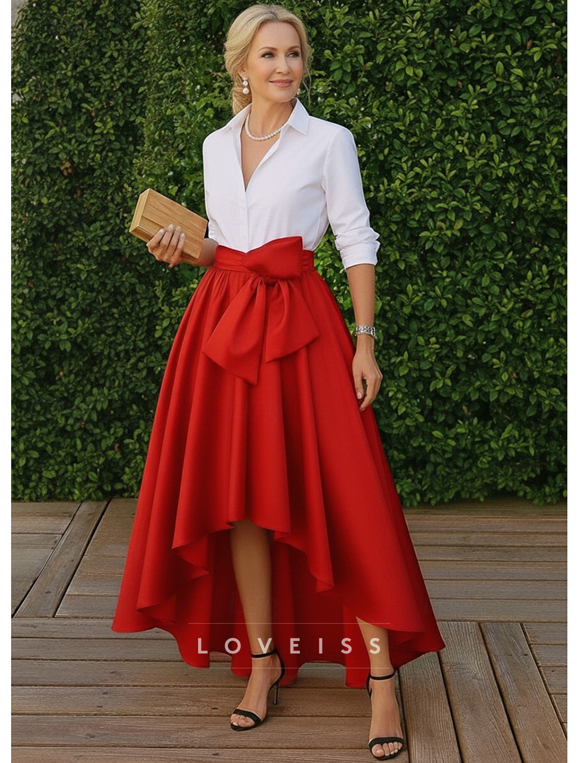 A-Line Dress Sets Tea Length Wedding Guest Dress Mother of the Bride Dress Long Sleeve