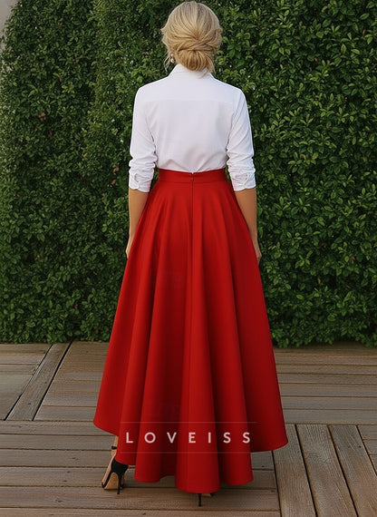 A-Line Dress Sets Tea Length Wedding Guest Dress Mother of the Bride Dress Long Sleeve