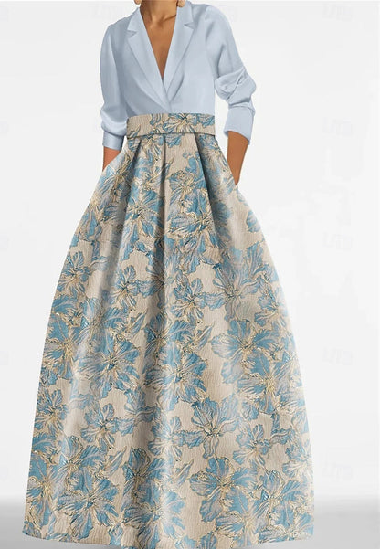 A-Line Evening Gown Elegant Dress Formal Floor Length Long Sleeve