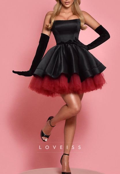 Straight Across Sleeveless Pleated Tulle A-Line Short Homecoming Dress