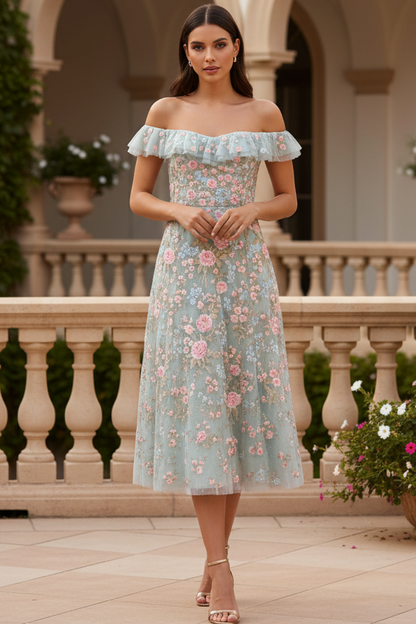 Off-Shoulder Sequins Appliques A-Line Wedding Dress