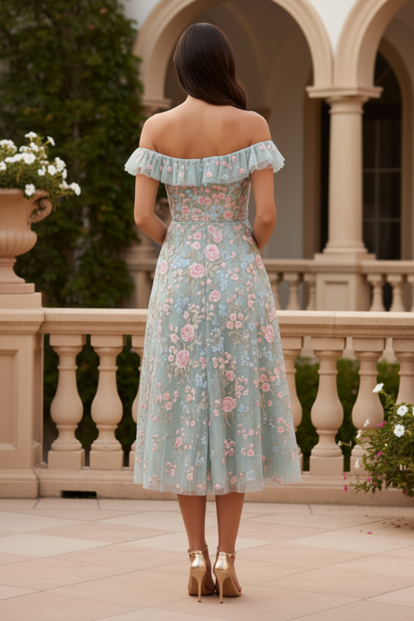 Off-Shoulder Sequins Appliques A-Line Wedding Dress