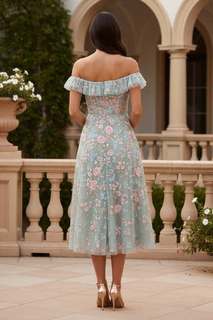 Off-Shoulder Sequins Appliques A-Line Wedding Dress