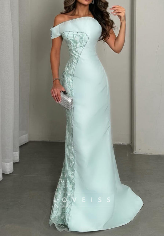Asymmetrical Beaded Embroidery Mermaid Evening Dress