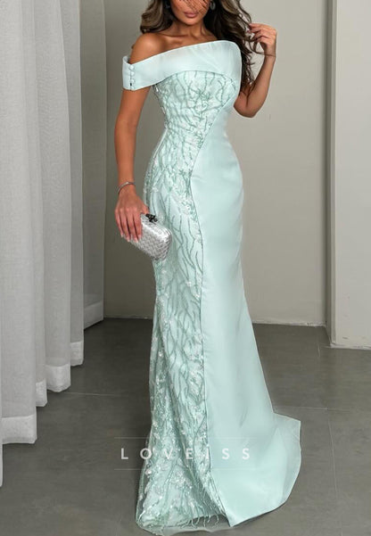 Asymmetrical Beaded Embroidery Mermaid Evening Dress