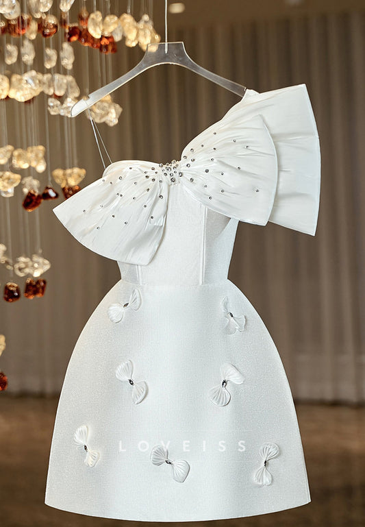 Asymmetrical Bowknot Appliques A-Line Short Party Homecoming Dress