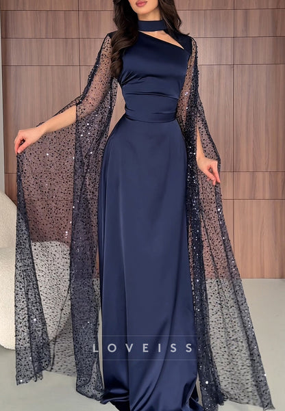 Asymmetrical Long Sleeves A-Line Formal Dress