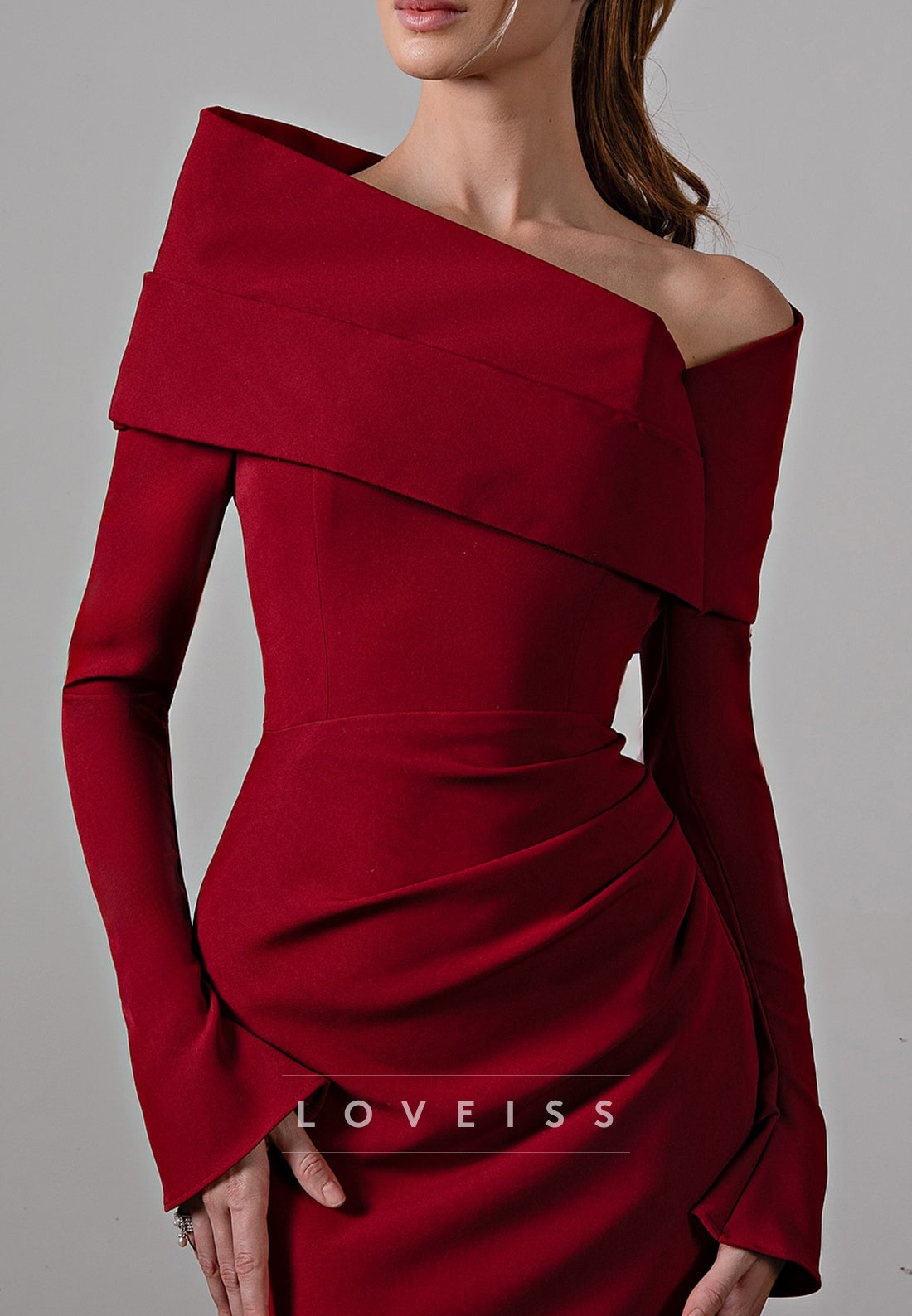 Asymmetrical Long Sleeves Mermaid Evening Dress