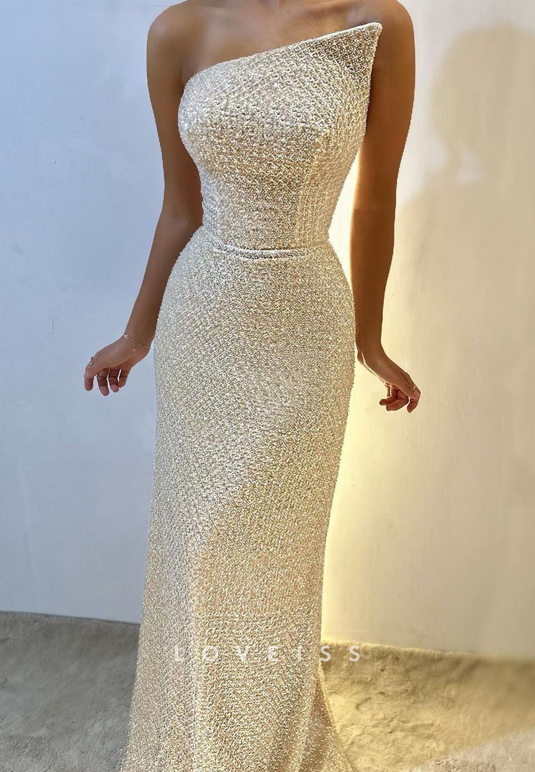 Asymmetrical Sleeveless Beaded Embroidery Mermaid Evening Dress