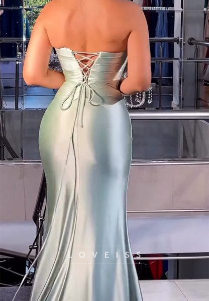 Asymmetrical Sleeveless Beaded Mermaid Prom Dress