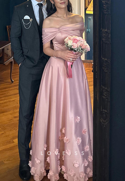 Asymmetrical Sleeveless Floral Embellised A-Line Evening Dress