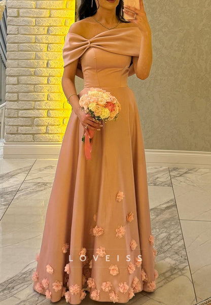 Asymmetrical Sleeveless Floral Embellised A-Line Evening Dress