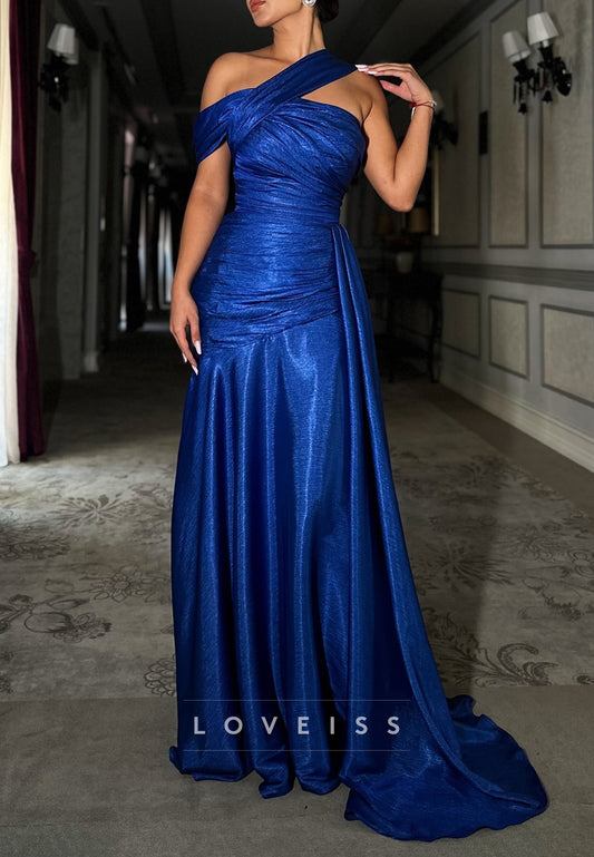 Asymmetrical Sleeveless Pleated A-Line Prom Dress