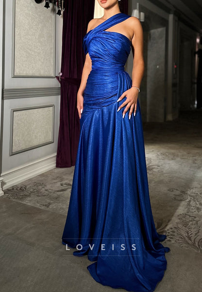 Asymmetrical Sleeveless Pleated A-Line Prom Dress