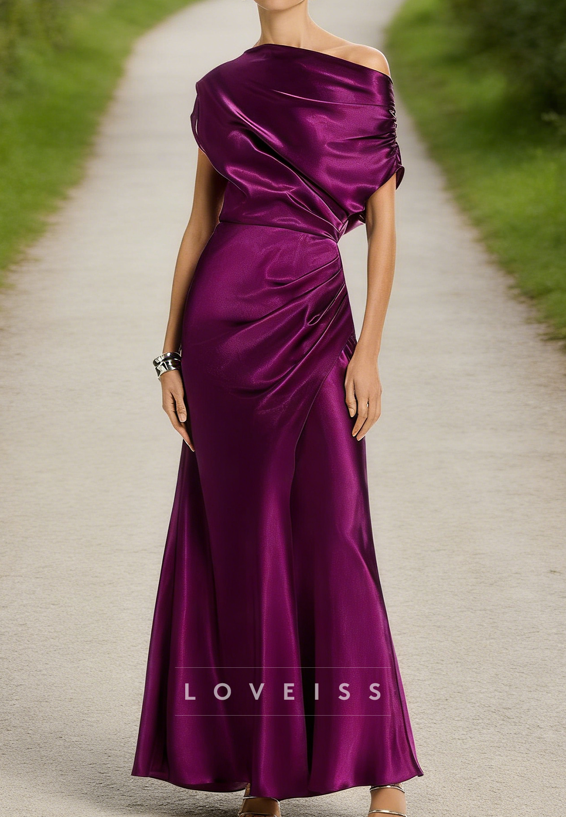 Asymmetrical Sleeveless Sleek Maxi Cocktail Dress