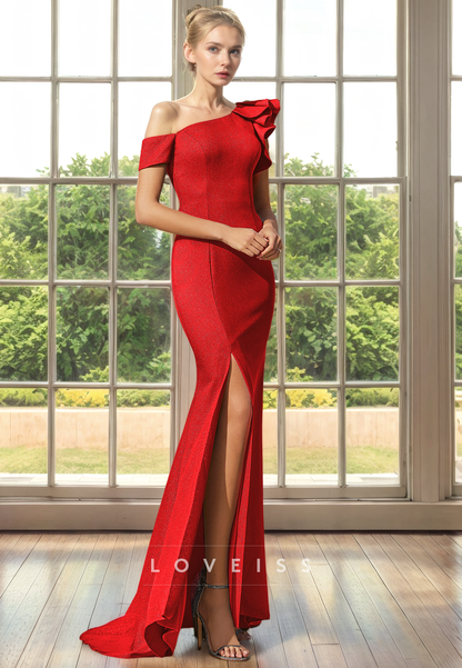 Asymmetrical Sleevesless Side Slit Long Mermaid Mother of Bride Dress Cocktail Dress