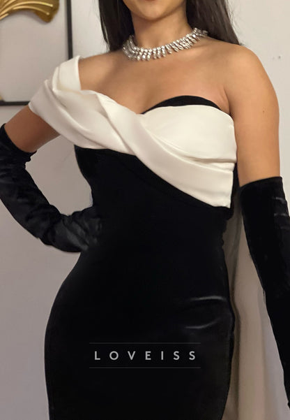 Asymmetrical Sleevless Velvet Mermaid Prom Dress