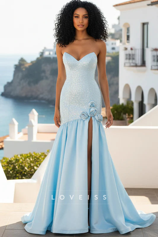 Sweetheart Sparkly Bow Mermaid Prom Dress