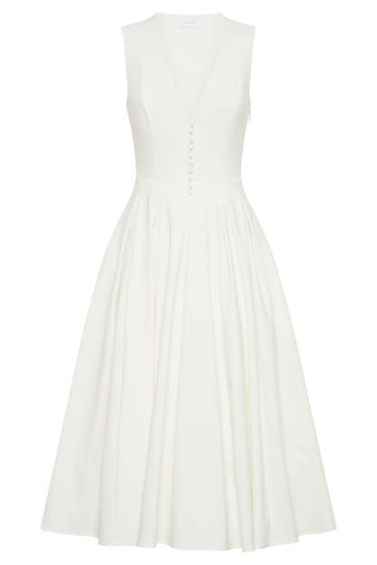 Sleeveless Midi Dress - White