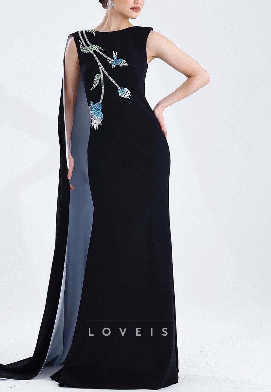 Bateau Sleeveless Beaded Sheath Mother of Bride Dress