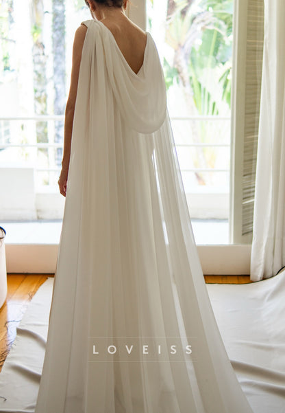 Bateau Sleeveless Sleek A-Line Elegant Wedding Dress