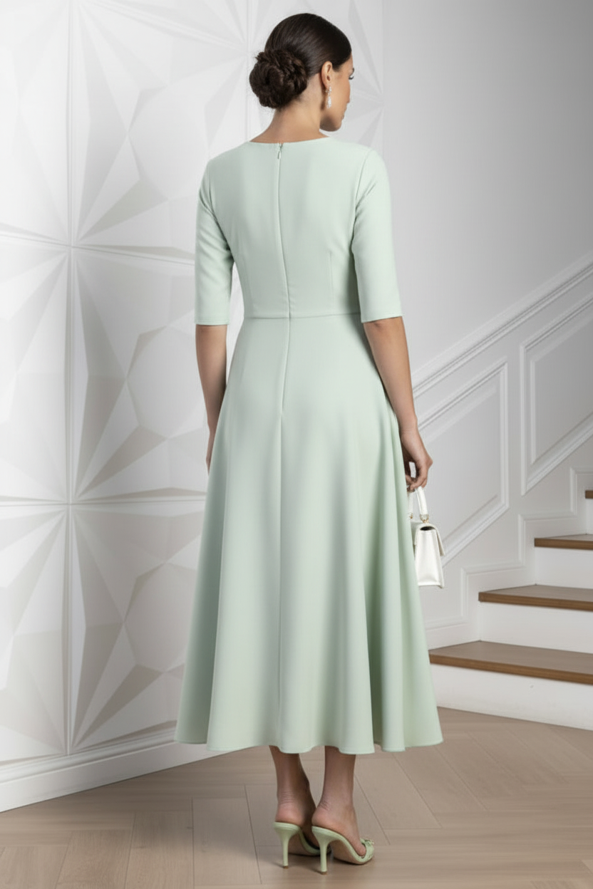 V-Neck  Long Sleeves A-Line 3D Floral A-Line Cocktail Dress