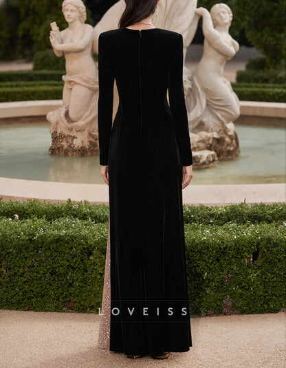 Black V-neck Sequined Maxi Dress