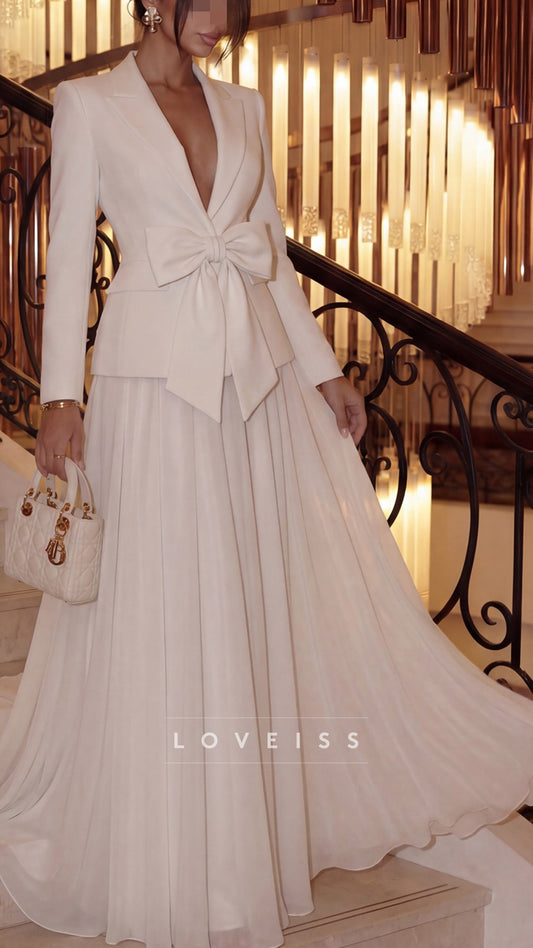 Blazer Long Sleeves Two Piece A-Line Wedding Dress