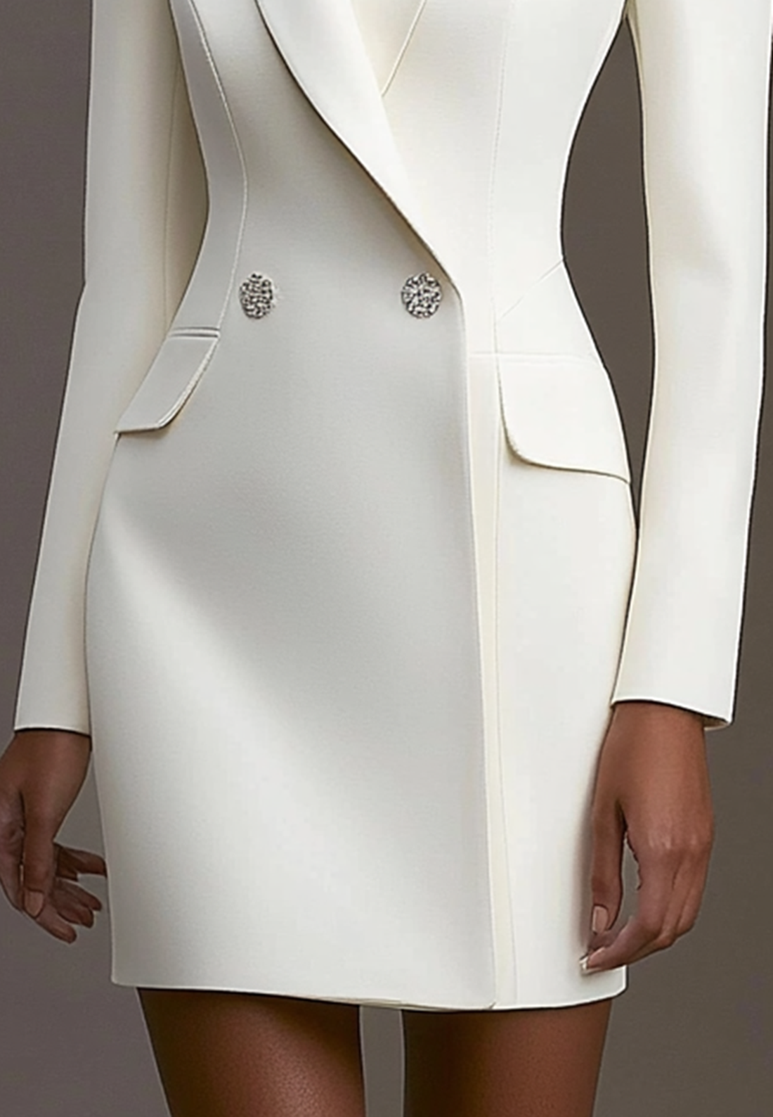 Blazer White Dress Business Work Semi Formal Mini Dress