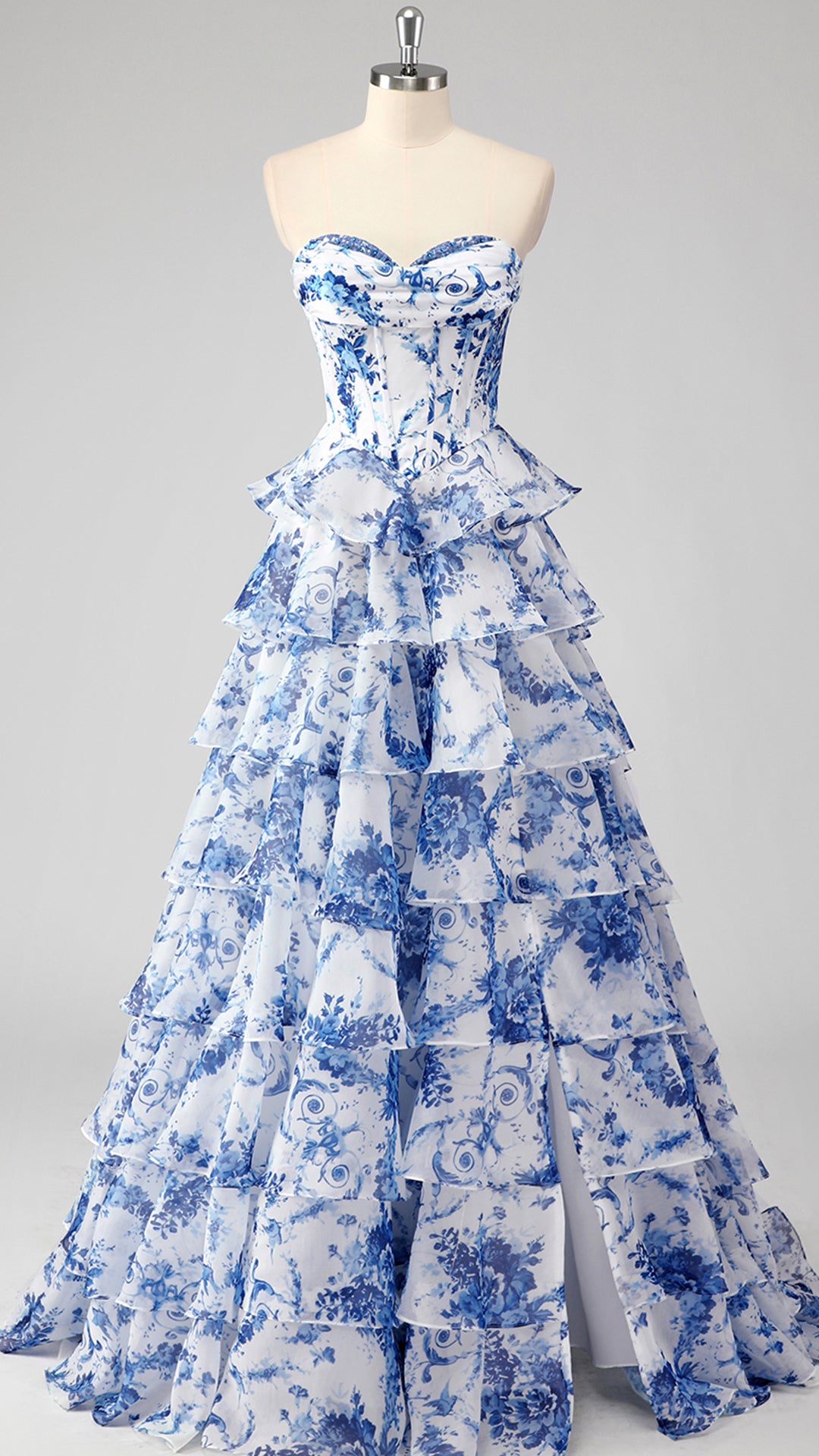 Sweetheart Sleeveless Floral Tiered A-Line Prom Dress Loveiss Sweetheart Sleeveless Floral Tiered A-Line Prom Dress Loveiss