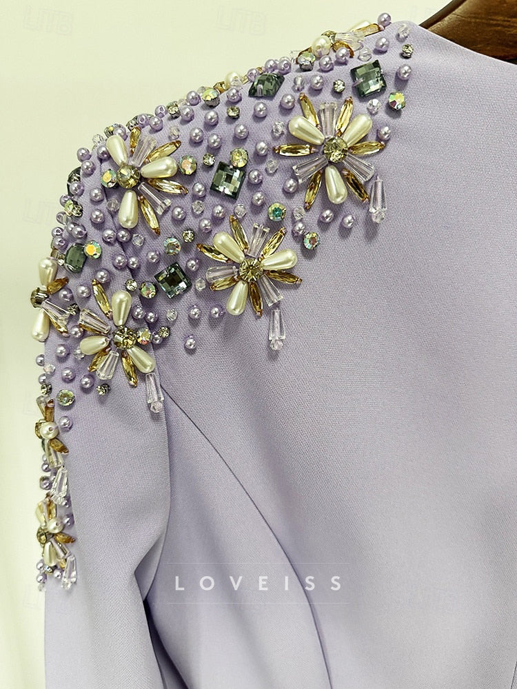 Brush Train Evening Gown Elegant Sparkle Long Sleeve V Neck Wedding Formal