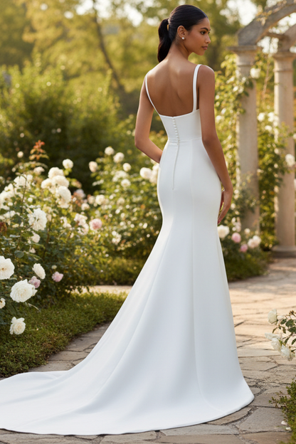 Square Straps Mermaid Wedding Dress
