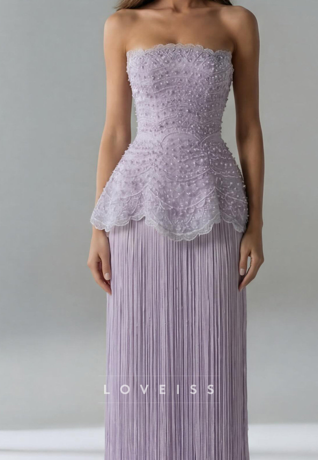 Corset Beaded Fringe Beadings A-Line Prom Dress