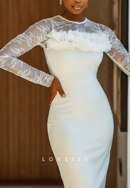 Scoop  Long Sleeves Mermaid Appliques Wedding Dress