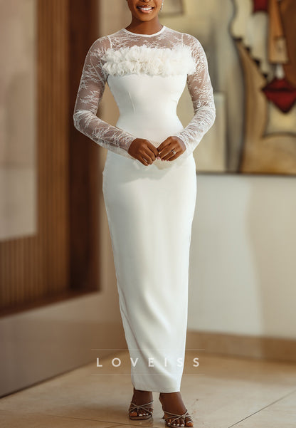 Scoop  Long Sleeves Mermaid Appliques Wedding Dress