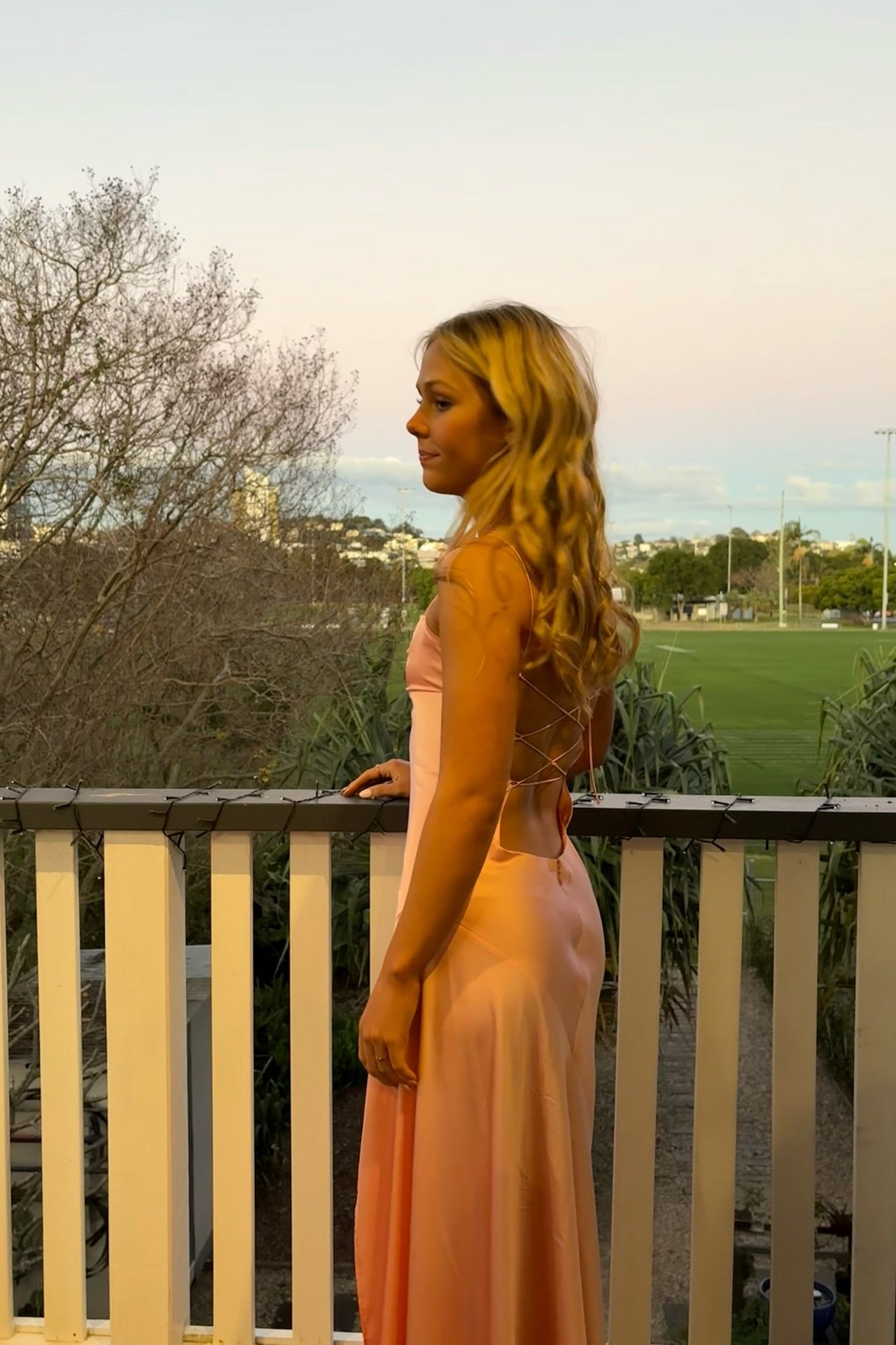 Light Pink Side Slit Long Dress