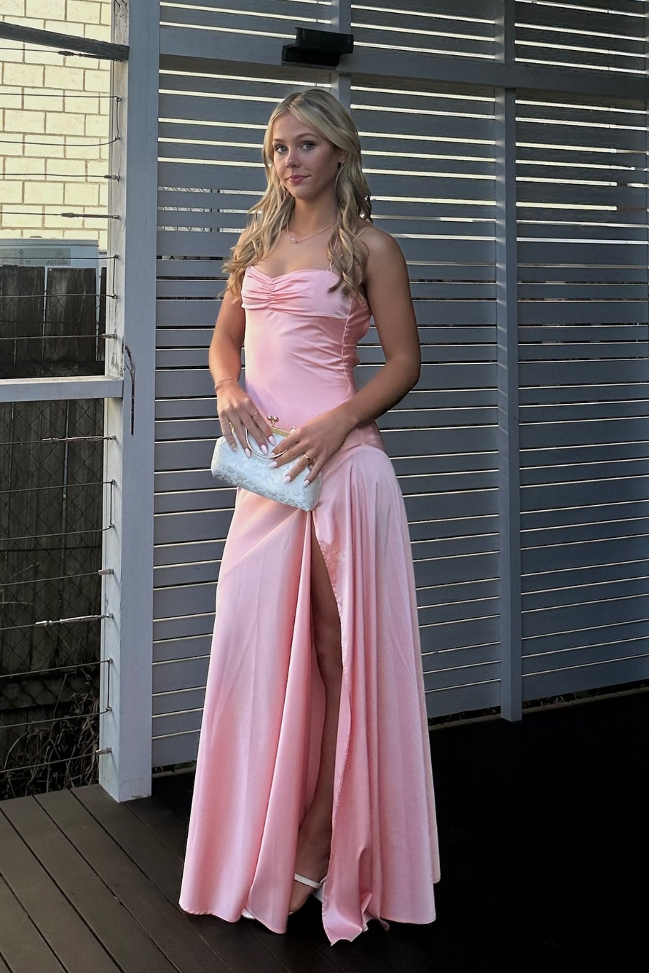 Light Pink Side Slit Long Dress