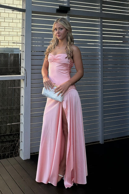 Light Pink Side Slit Long Dress