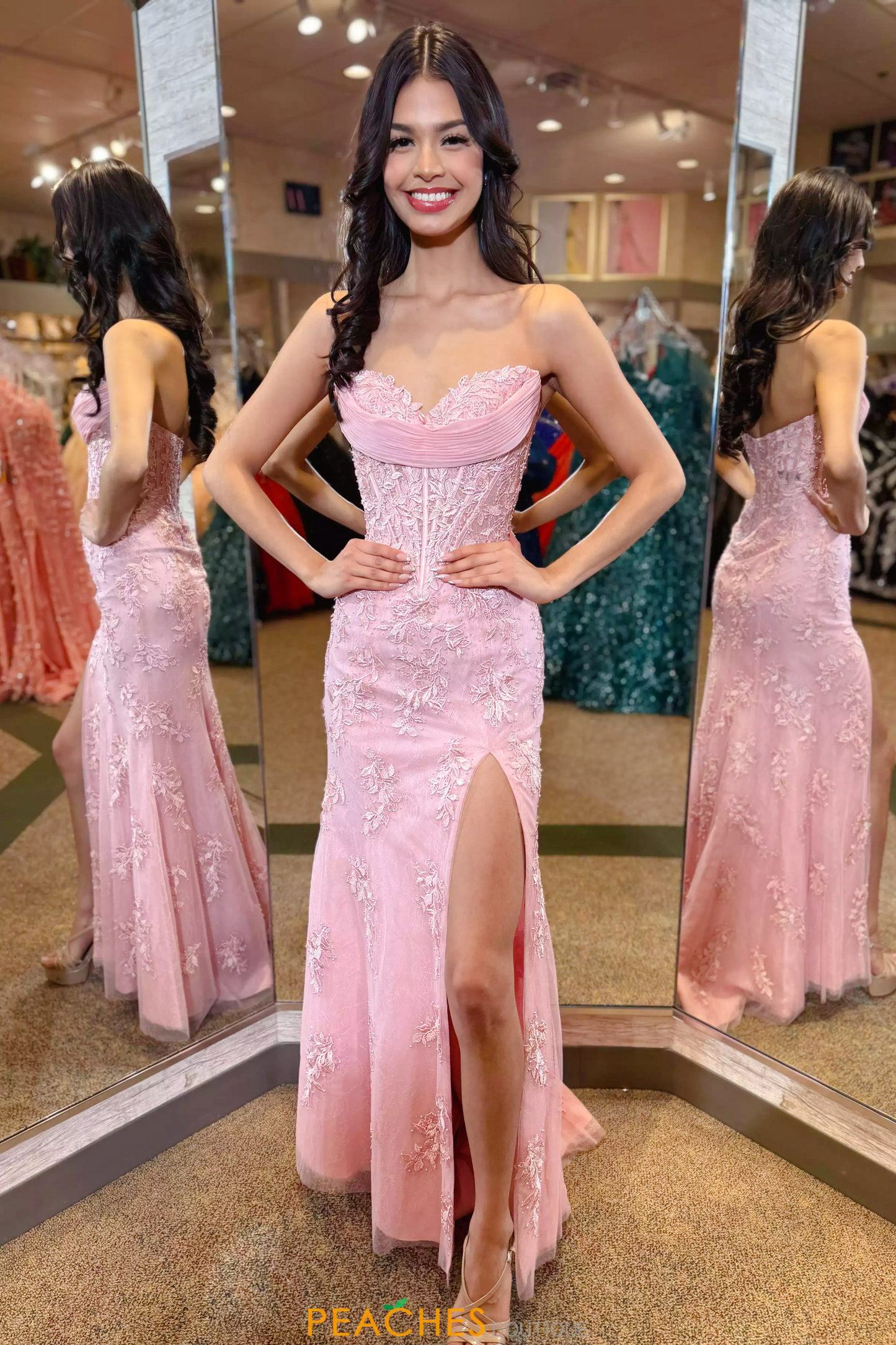 Light Blue Sweetheart Slit Mermaid Gown