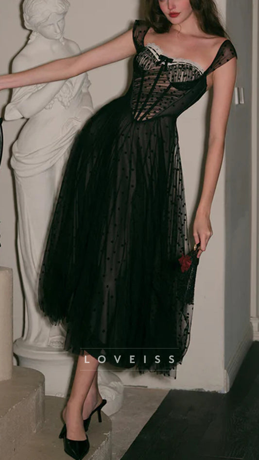 Sweetheart Lace Appliques Tulle A-Line Prom Dress