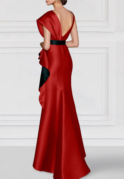 Embroidered Sheath Evening Gown Floor Length Sleeveless with Appliques