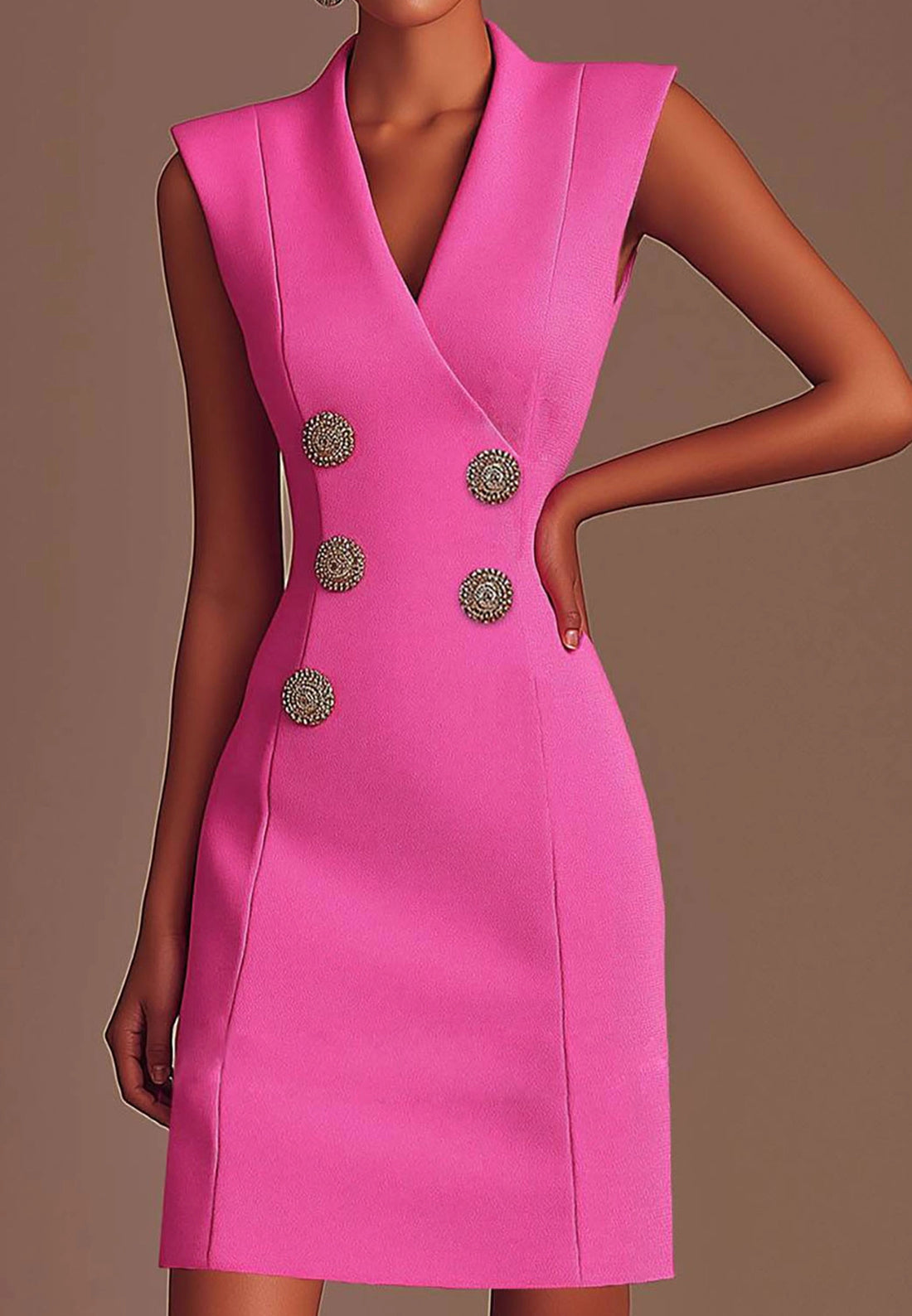 Party Semi-Formal Pink Dress Sleeveless Wrap Mini Dress