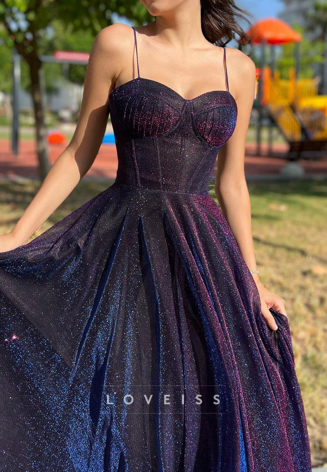 Sweetheart Sleeveless Pleated A-Line Prom Dress Loveiss Sweetheart Sleeveless Pleated A-Line Prom Dress Loveiss