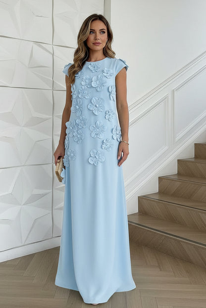 A-Line Crew Neck 3D Flowers Formal Dresses