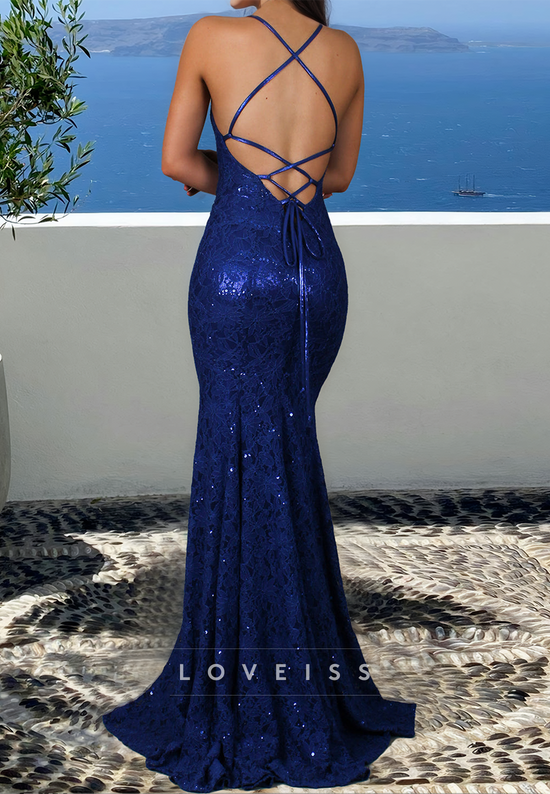 Pretty Spaghetti Straps Red V Neck Chiffon Beaded Mermaid Party Dress Birthday Outfits SP807 main image 1