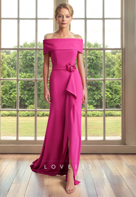 Off-Shoulder Strapless Ruched Long Sheath Mother of Bride Dress Cocktail Dress