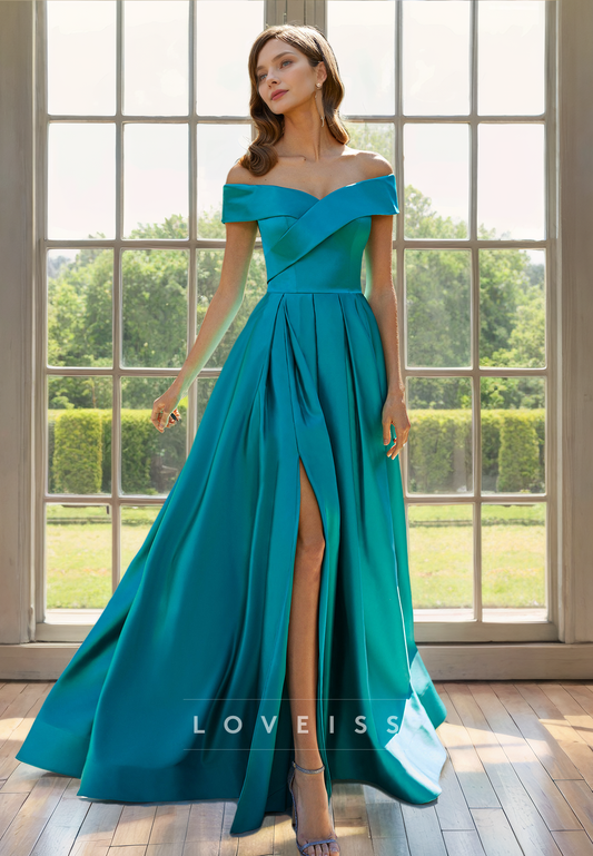 Off-Shoulder Strapless Pleated A-Line Mother of Bride Dress Cocktail Dress