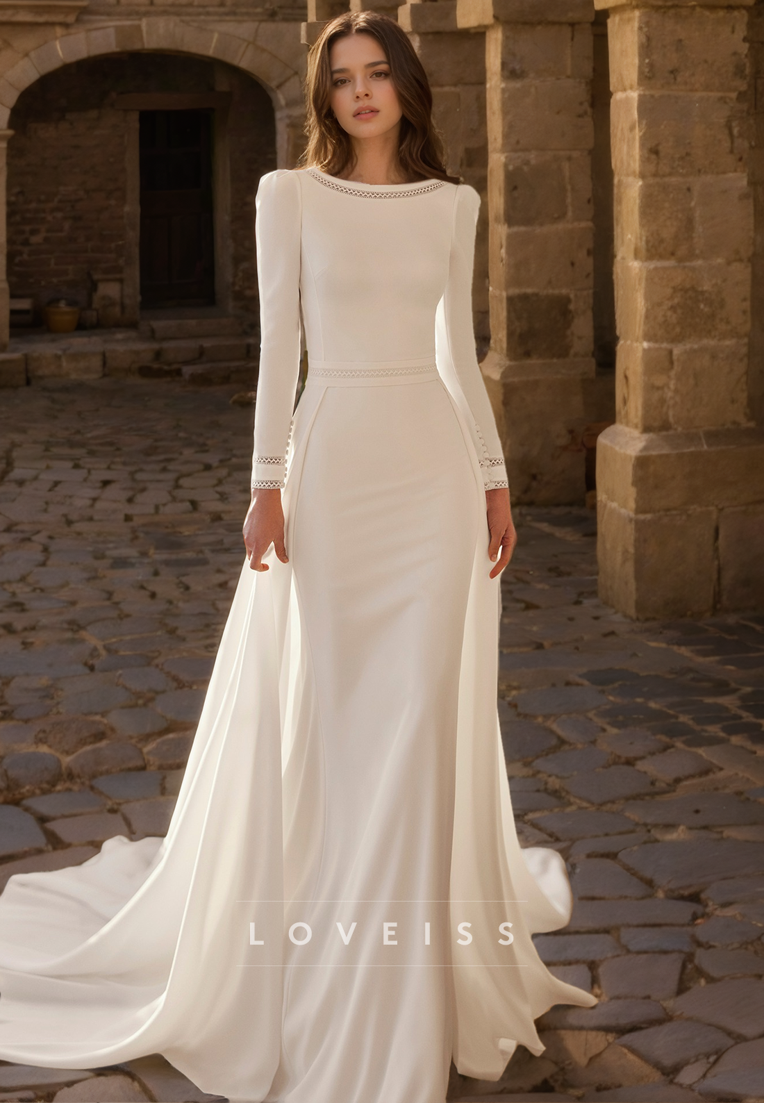 Scoop Long Sleeves Long Sleeves Mermaid Wedding Dress