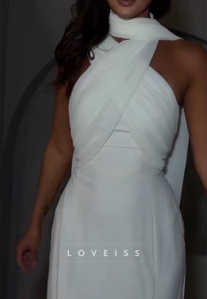 Halter Sleeveless A-Line Simple Wedding Dress