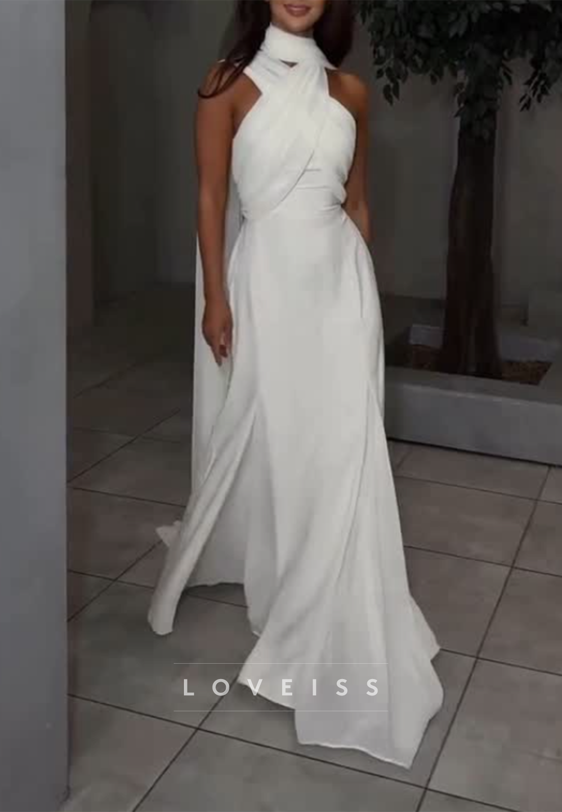 Halter Sleeveless A-Line Simple Wedding Dress